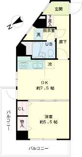横浜市神奈川区の賃貸マンション　ＮＩＣアーバンハイム白楽４０１号室　間取