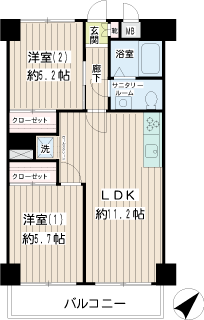 横浜市鶴見区の賃貸マンション　ニックハイム鶴見第２　間取りです