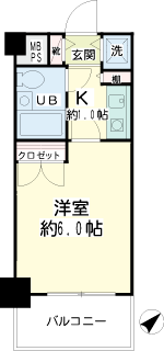 横浜市鶴見区の賃貸マンション　ニックアーバンスピリッツ鶴見１　間取りです