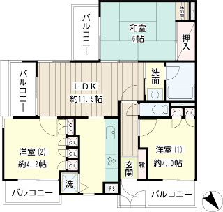 横浜市旭区の分譲賃貸マンション　NICアーバンハイム二俣川　１０１　間取