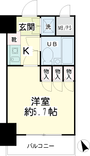 横浜市神奈川区の賃貸マンション　ニックアーバンスピリッツ横浜反町　３０４号室間取り