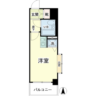 川崎市幸区の賃貸マンション　ＮＩＣアーバンスピリッツ川崎１２０１号室　間取