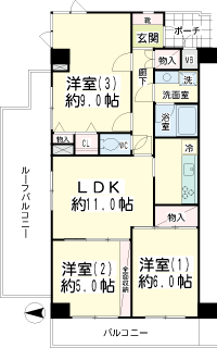 東急東横線　綱島駅の賃貸マンション　ニックアーバンハイム綱島　間取りです