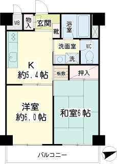 東急東横線　綱島駅の賃貸マンション　ニックハイム綱島第８　間取りです