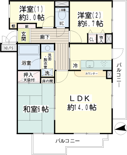 横浜市港北区の分譲賃貸マンション　ニックシルクハイム大倉山　間取りです