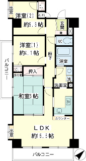 横浜市鶴見区の賃貸マンション　ＮＩＣアーバンプラザ鶴見　６０１号室　間取