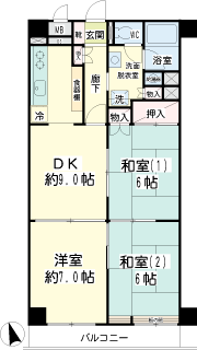 東急東横線　綱島駅の賃貸マンション　ニックハイム綱島第２　間取りです