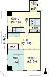 横浜市鶴見区の賃貸マンション　アーバンハイツ鶴見　間取りです