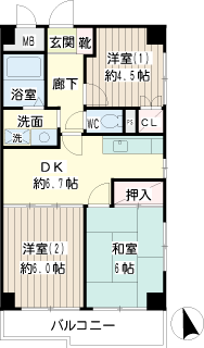 横浜市鶴見区の賃貸マンション　アーバンハイツ鶴見　間取りです