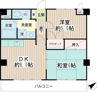 横浜市鶴見区の賃貸マンション　フィーバスU　303号室　間取