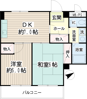 横浜市鶴見区の賃貸マンション　フィーバスＵ　間取りです