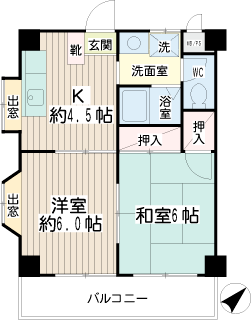 横浜市鶴見区の賃貸マンション　フィーバスＵ　間取りです