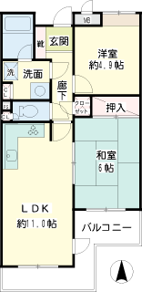 横浜市港北区の賃貸マンション　パークハイム綱島公園　間取りです