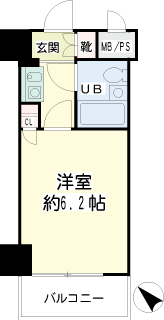 横浜市鶴見区の賃貸マンション　ナイスアーバンスピリッツ鶴見市場Ⅱ　間取りです