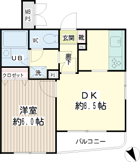 東京都中野区の分譲賃貸マンション　ナイスアーバン中野方南町　３０７間取りです　