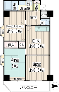 川崎市幸区の賃貸マンション　サウスピアコート　５０４号室間取りです