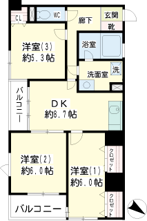 横浜市鶴見区の賃貸マンション　ヒルサイドテラス東寺尾　間取り