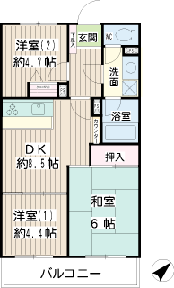 横浜市鶴見区の賃貸マンション　ナイスアーバン鶴見本町通り第２　間取りです