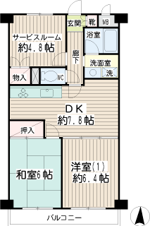 横浜市鶴見区の賃貸マンション　エンゼルハイム尻手第２　間取りです