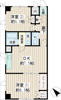 横浜市港北区の賃貸マンション　カーサ妙蓮寺Ⅲ　１０１号室　間取