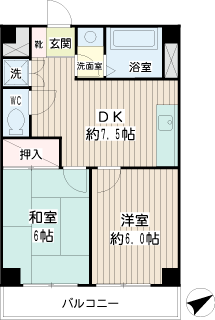 横浜市港北区の賃貸マンション　カーサ妙蓮寺３　間取りです