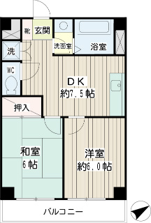 横浜市港北区の賃貸マンション　カーサ妙蓮寺Ⅲ３０４号室　間取