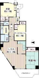 横浜市鶴見区の　分譲賃貸マンション　ナイスパークステイツ横濱鶴見　間取りです