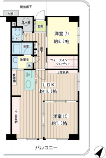 横浜市鶴見区の賃貸マンション　鶴見ハイライズ１１２号室　間取