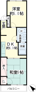 横浜市鶴見区の賃貸マンション　ニッコーハイツ鶴見　間取りです