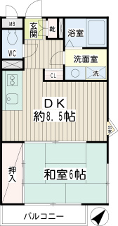 横浜市鶴見区の賃貸マンション　グリーンビレッジ上の宮　１０３号室　間取