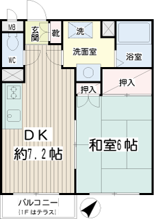 横浜市鶴見区の賃貸マンション　グリーンビレッジ上の宮　２０２間取りです