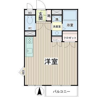 横浜市鶴見区の賃貸マンション　グリーンビレッジ上の宮３０１号室　間取