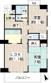 横浜市神奈川区の賃貸マンション　サニーテラス西寺尾　４０１号室　間取りです