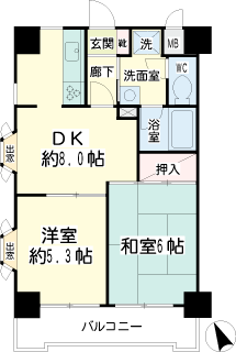 横浜市鶴見区の賃貸マンション　ナイスアーバン鶴見中央Ⅱ　　間取りです