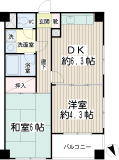 横浜市鶴見区の賃貸マンション　ベルカーサ生麦　間取りです