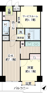 横浜市鶴見区の分譲賃貸マンション　ライオンズマンション鶴見中央　間取り