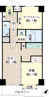 横浜市鶴見区の分譲賃貸マンション　ライオンズマンション鶴見中央　間取りです