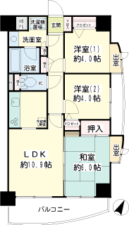 横浜市鶴見区の賃貸マンション　ネオマイム生麦　間取りです