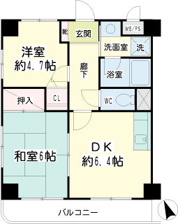 東京都大田区の賃貸マンション　ルミエール湯澤屋　間取りです