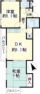 横浜市港北区の賃貸マンション　カーサ妙蓮寺Ⅰ　１０１号室　間取りです