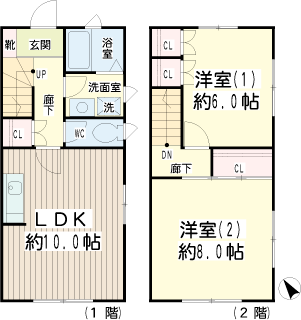 東急東横線　妙蓮寺駅　の賃貸アパート　カーサ妙蓮寺Ⅱ　間取りです