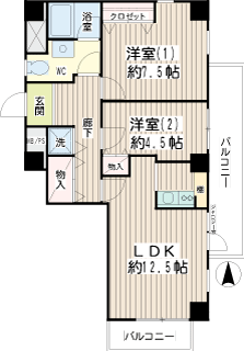 横浜市鶴見区の賃貸マンション　ツインハウスフルヤ　間取りです