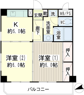 東京都大田区の賃貸マンション　リヴェール大森北　８０３号室　間取