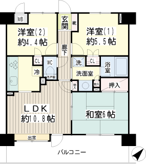 横浜市鶴見区の賃貸マンション　ネオマイム鶴見中央　間取りです