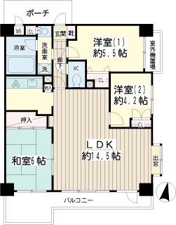 横浜市磯子区の賃貸マンション　ナイスアーバン横濱根岸　７０４号室　間取りです