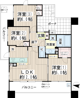 東急東横線　武蔵小杉駅の分譲賃貸マンション　セントスクエア武蔵小杉　間取りです