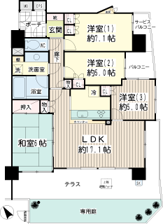 横浜市鶴見区の賃貸マンション　ナイスブライトピア横濱鶴見　間取りです