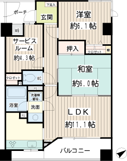 横浜市保土ヶ谷区の賃貸マンション　ナイスステージ保土ヶ谷　間取りです　