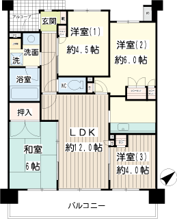 横浜市鶴見区の賃貸マンション　ナイスアーバン横濱鶴見フォルシオン　間取りです