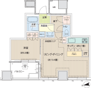 横浜市鶴見区の賃貸マンション　ロイヤルタワー横濱鶴見１００９号室　間取